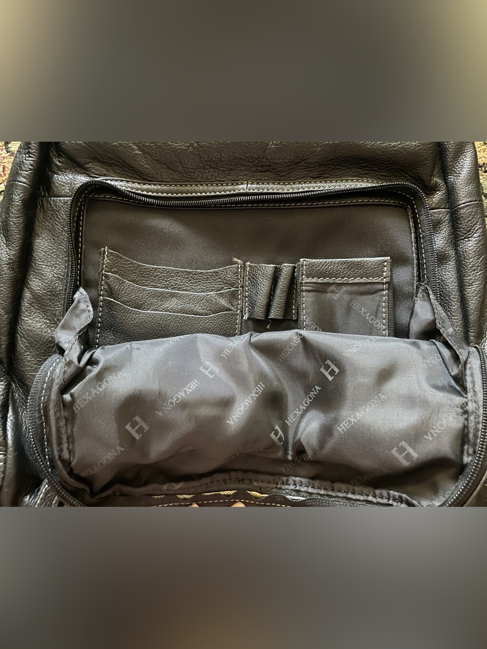 Hexagona Paris Leather Travel Backback - Picture 5 of 14
